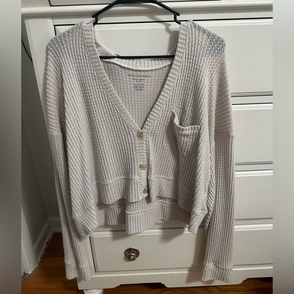 American Eagle Outfitters Sweaters - American Eagle Outfitters Cream Waffle Knit Cardigan